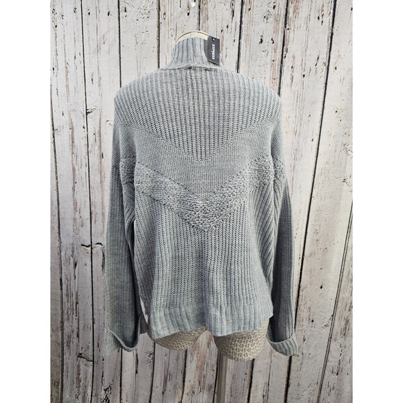 ALK Women's M Express Gray Knit Mock Neck Pullover Sweater W/ Wide Cuff Sleeves - Picture 3 of 8